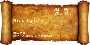 Nick Nyék névjegykártya